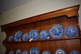 Shelf of Blue & White Pottery, etc.