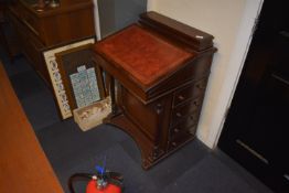 Mahogany Bureau with Red Leatherette Top