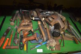 Vintage Tools; Braces, Saws, Planes, etc.