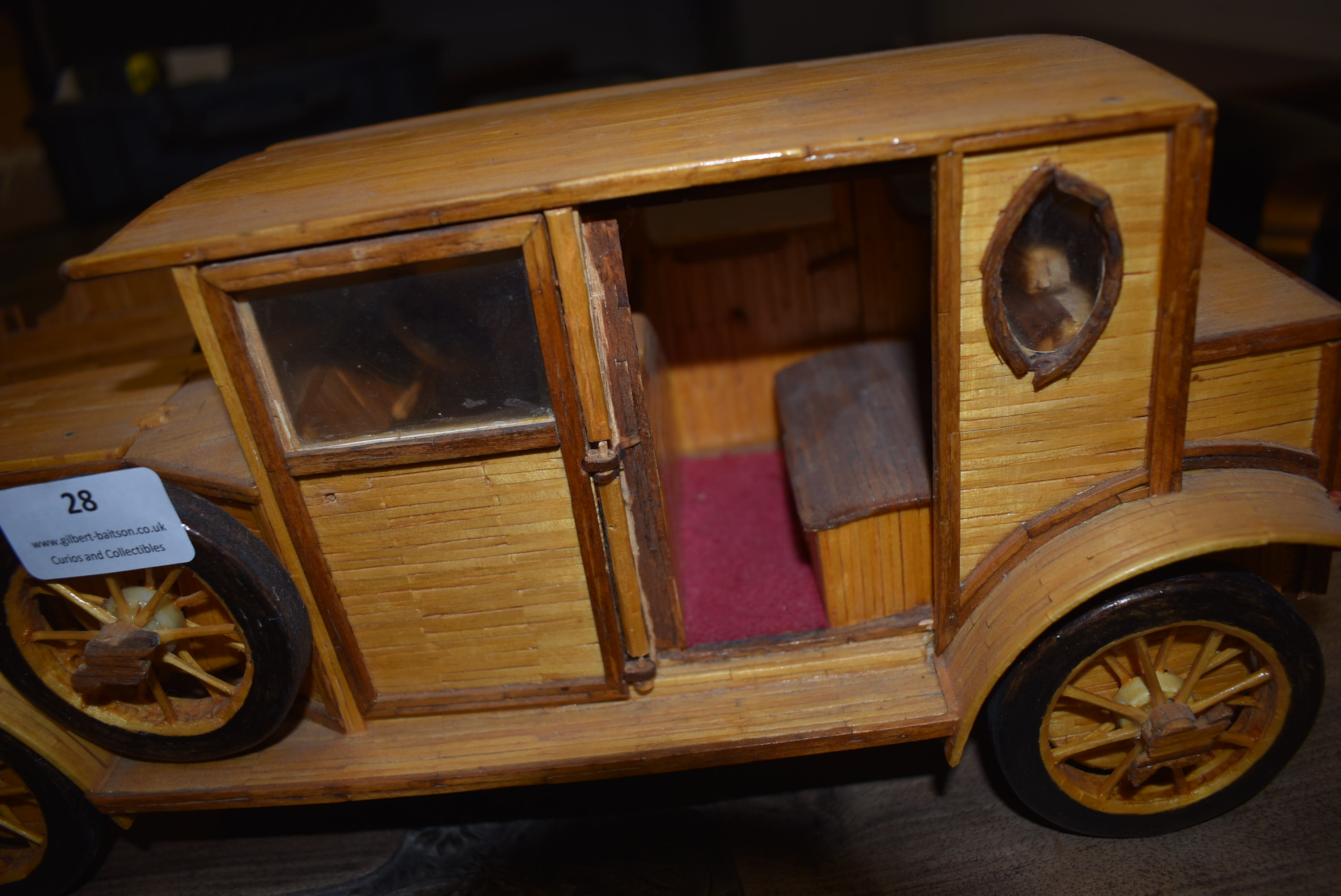 Three Handmade Matchstick Models; Vintage Car, Bus, and Steam Train - Image 3 of 12