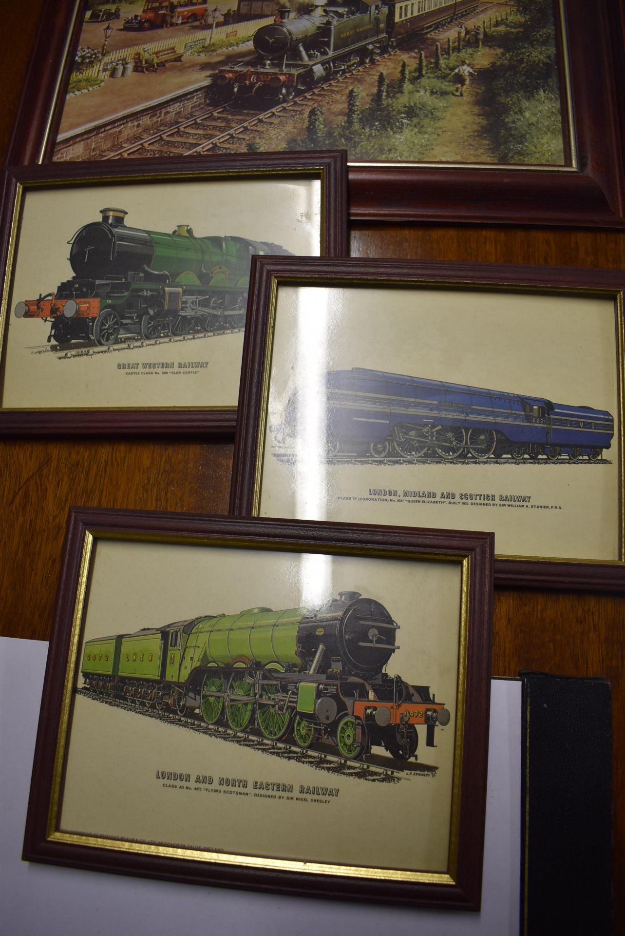 Four Framed Prints of Trains and a Framed British Steam Trains Informational Poster - Image 2 of 4