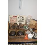 Collectible Thimbles, Irons, Bowling Balls, and Signs