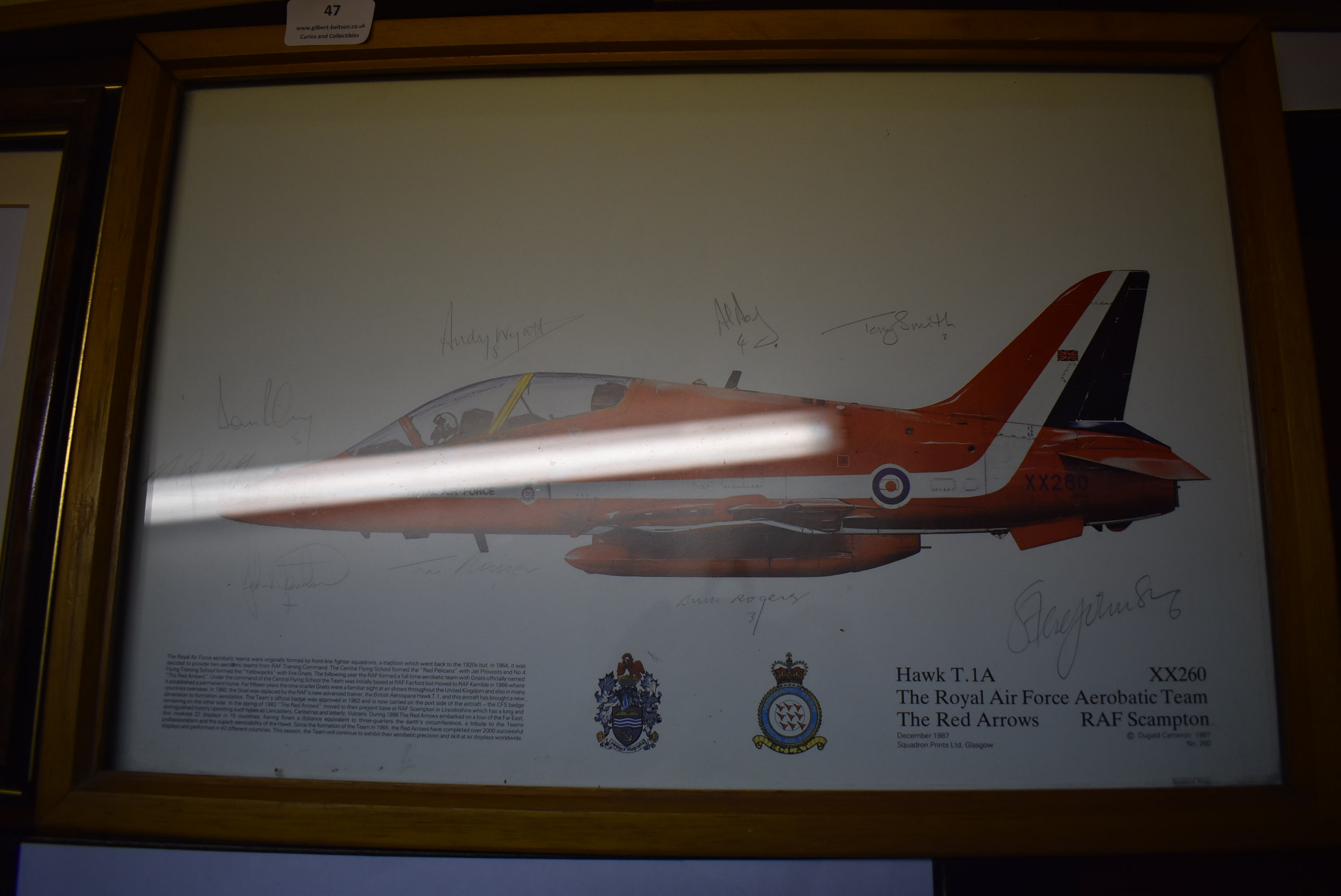 Five Framed Prints of Planes Including Signed Red Arrows Print - Image 2 of 6