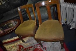 Four Chairs with Green Upholstered Seats (upholstery requires attention)