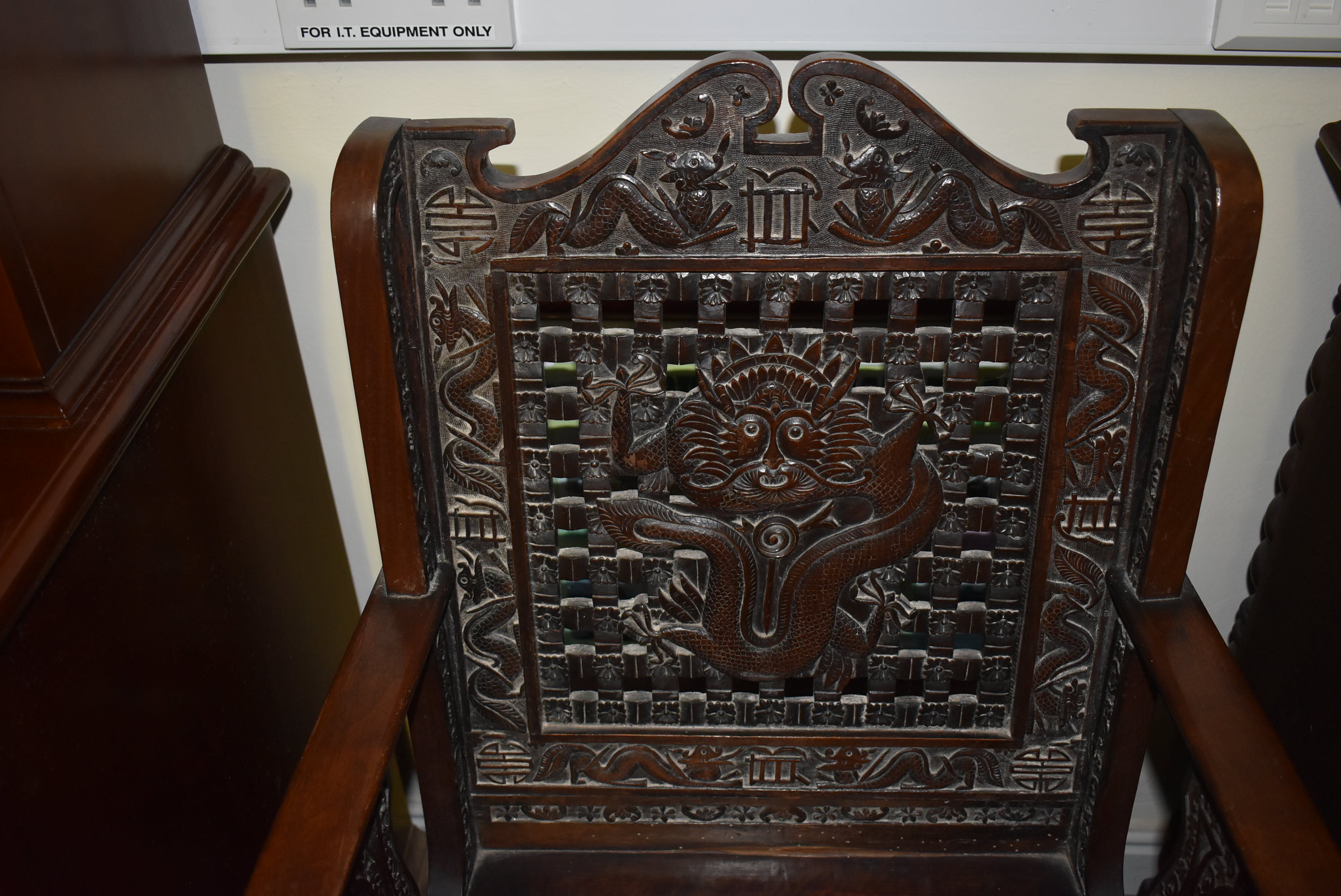 Five Oriental Carved Mahogany Chairs - Image 2 of 3