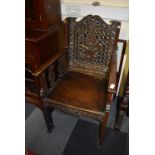 Five Oriental Carved Mahogany Chairs