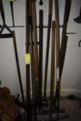 Ten Garden Tools, Brush, Hoe, Rakes, etc.