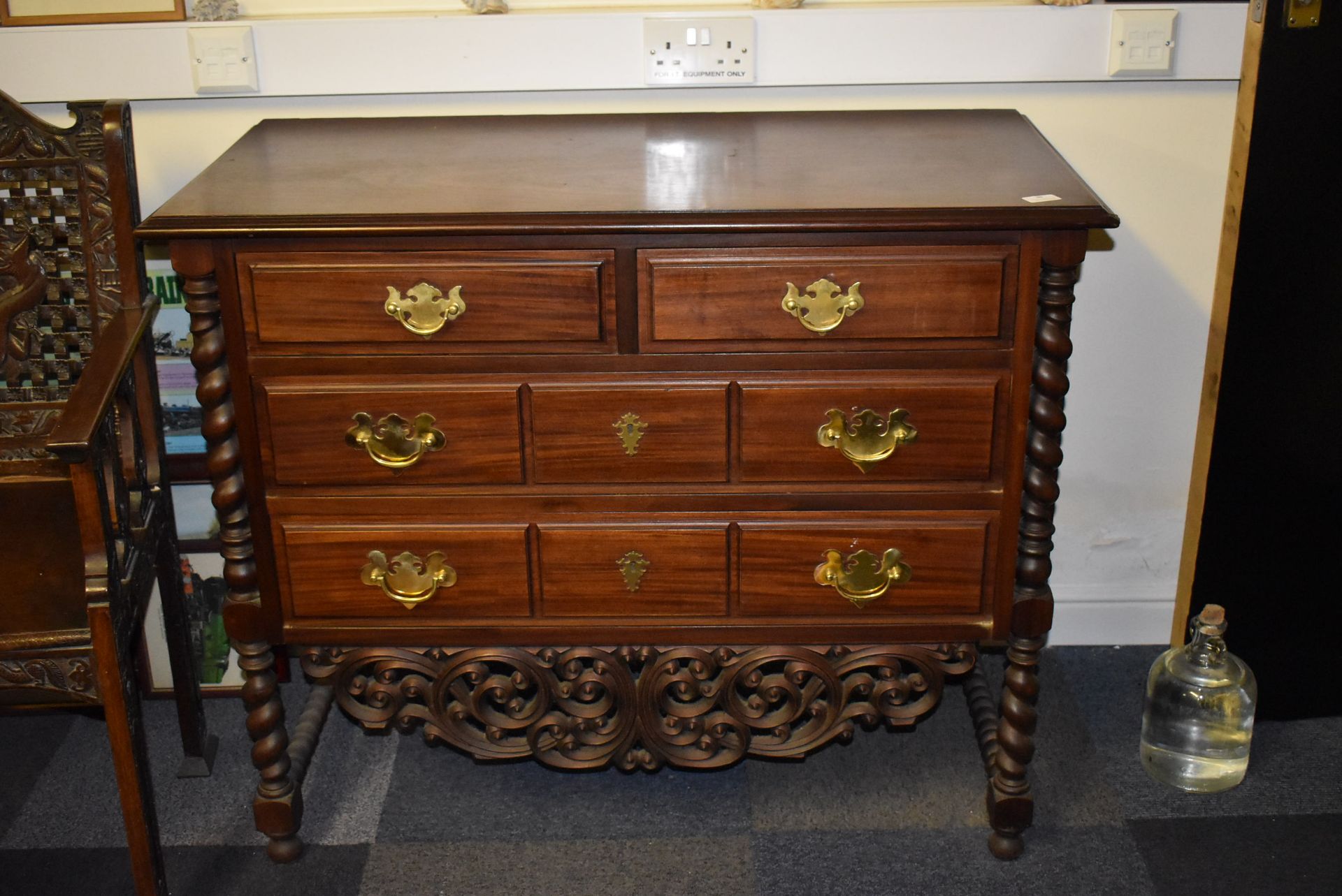 Mahogany Sideboard with Four Drawers and Ornate Legs