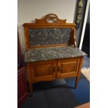 Washstand with Marble Top & Splashback, Two Doors, and Towel Rail