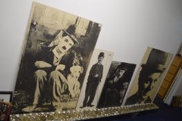 Four Mounted Charlie Chaplin Posters