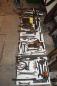 Assorted Tools; Spanners, Snips, Chisels, Hammers, etc.