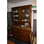 Darkwood Wall unit with Glazed Top Cabinet