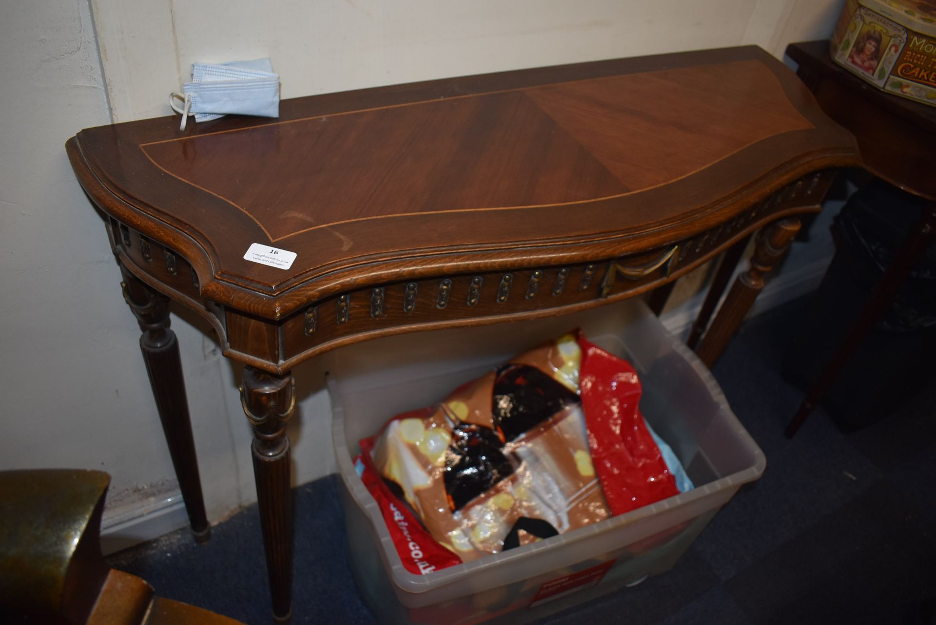 Serpentine Front Hall Table with Brass Decoration