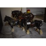 Three Pottery Shire Horses
