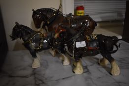 Three Pottery Shire Horses