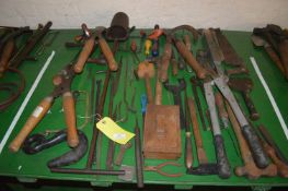 Assorted Tools; Crowbars, Files, Garden Shears, etc.