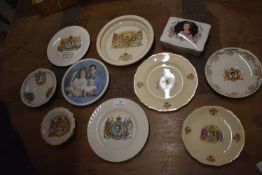 Ten Pieces of Royalty Commemorative Ware; Queen Elizabeth Trinket Box, Charles & Dianna Plate,