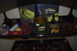 Shelf of Tins, Glass Bottles, Picture of a Train, etc.