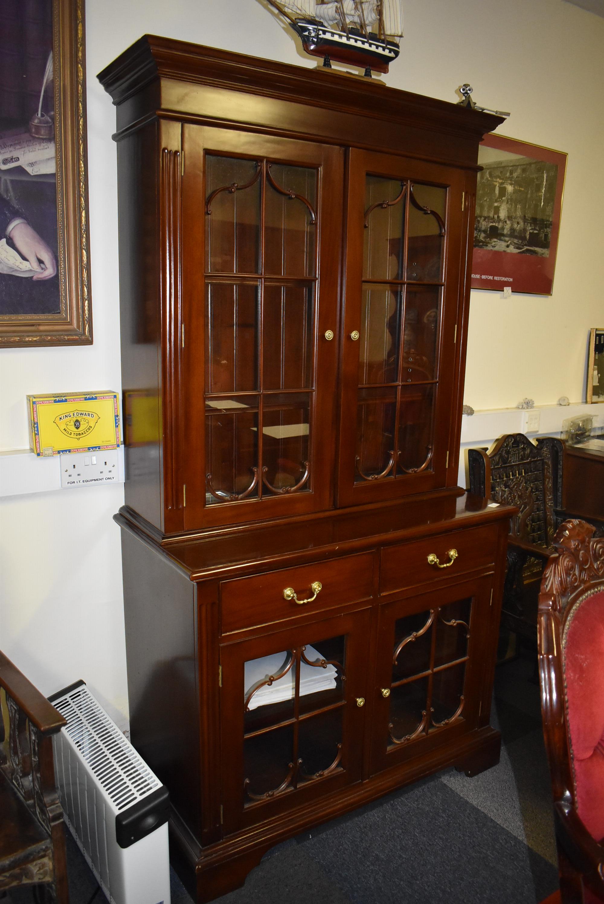 Mahogany Wall Unit with Glazed Doors