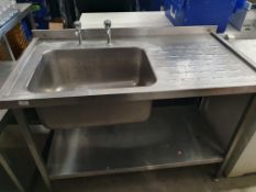 * S/S single sink with undershelf - 130w x 700d x 900h