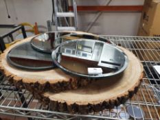 * log slices and mirrors ideal for centre pieces
