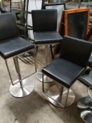 * 3 x gas lift stools - chrome base with black seat