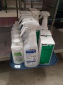 * selection of chemicals - window cleaner/soap/etc
