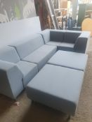 * grey L-shaped sofa with 2 x stools - 1200w x 1600d