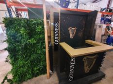 * Guinness branded festival bar. Includes bar, back wall with electric hook up, branded light up