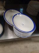 * 10 x white and blue rimmed side plates