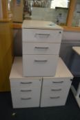 *Three White Three Drawer Office Cabinets