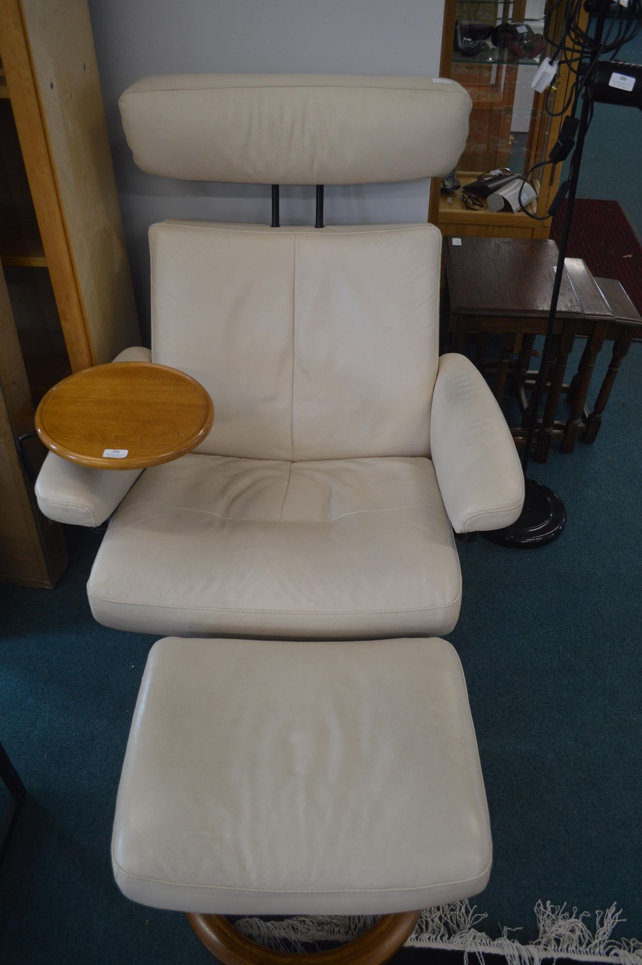 Stressless Cream Leather Swivel Armchair with Matc - Image 2 of 2