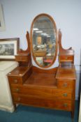 Inlaid Edwardian Dressing Chest with Oval Mirror