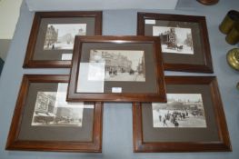 Five Vintage Views of Doncaster in Mahogany Frames