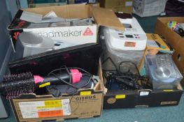 Two Boxes of Electrical Items; Bread Makers, Hair