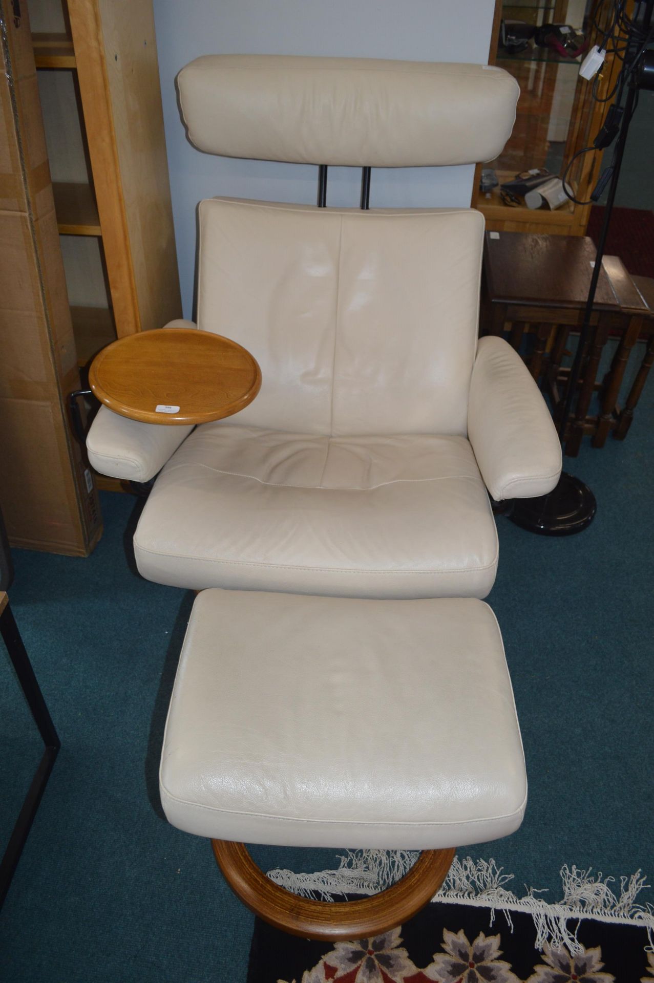 Stressless Cream Leather Swivel Armchair with Matc