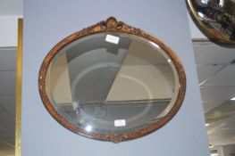 Gilt Framed Oval Beveled Edge Mirror