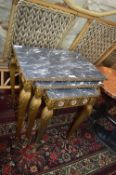 Nest of Three Gilded Formica Topped Tables