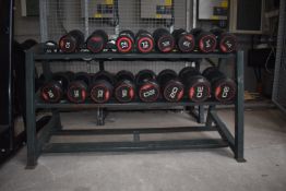 *Eight Pairs of Jordon Rubber Covered Dumbbells with Rack