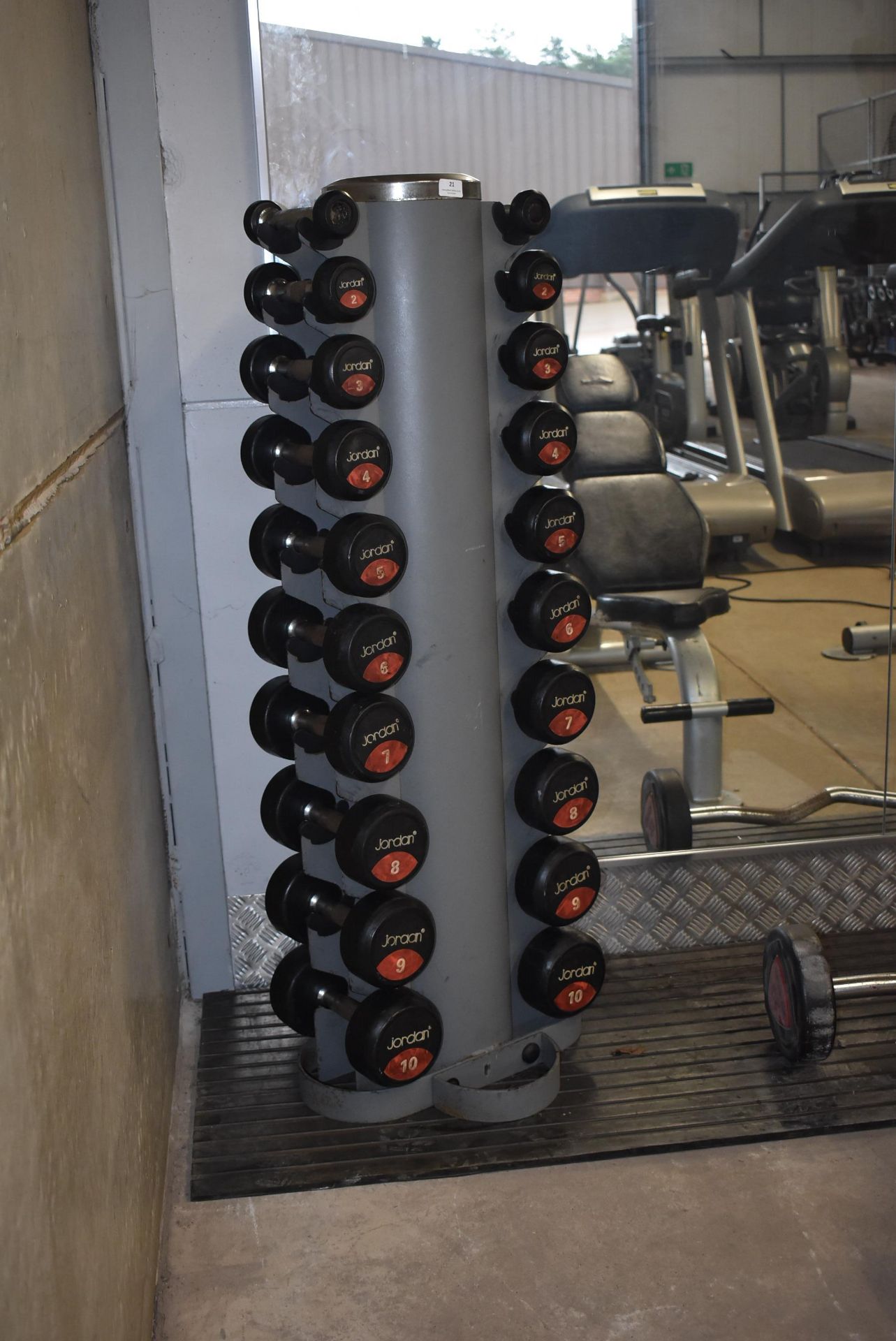 *Jordan Rubber Covered Dumbbells with Rack 10 Pairs 1-10kg - Image 2 of 2