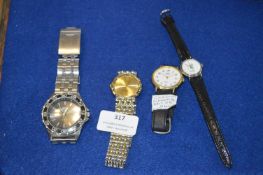 Four Wristwatches; Slazenger, and Georgio, etc.