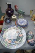 Pottery Charger, Plates, Vases, and Animal Figures