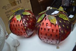 Two Strawberry Shaped Garden Solar Lanterns