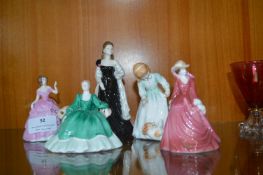 Five Small Figurines by Coalport and Royal Doulton