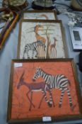 Three African Batik Silk Pictures