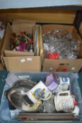 Three Boxes of Kitchen and Glassware; Utensils, Ch