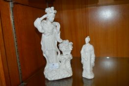 Two White Pottery Oriental Figures