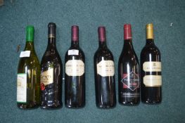 Six Bottles of Assorted Red and White Wine