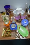 Decorative Pottery Vases and Glassware, etc.