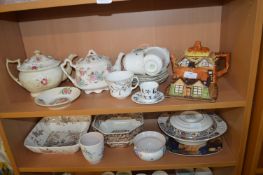 Period Decorative Pottery Teapots, Bowls, Cottage